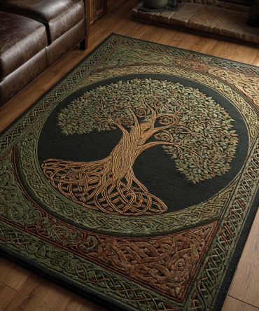Forest Sigil Mystical Area Rug — Emblematic Woodland Design Low-Pile Rug For Boho, Rustic & Modern Spaces, Durable & Easy Care — Multiple Sizes , Fast Shipping & Easy Returns