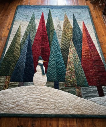 Plush Snowman Forest Area Rug For Cabin & Home — Durable Non-Slip Holiday Accent Rug For Living Room, Entry