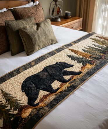 Forest Watch Quilted Bed Runner – Woodland-Inspired Bedding Accent For Cabin & Lodge Style Bedrooms, Soft Quilted Texture, Easy Care