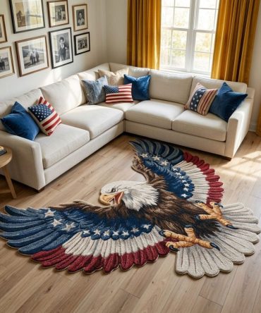 Patriotic Freedom Eagle Custom-Shaped Rug — Bold Usa Eagle Accent Mat, Durable Non-Slip Custom Shape Floor Decor For Entry, Office, Playroom