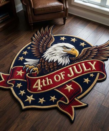 Freedom Eagle Shield Custom Rug — Hand-Cut Patriotic Eagle Floor Mat, Fade-Resistant Durable Non-Slip Custom Shape Accent For Home & Office