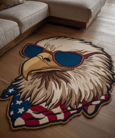Bold Freedom Eagle Custom Rug — Sculpted American Eagle Floor Accent, Durable Low-Pile Non-Slip Custom Shape Rug For Patriotic Decor
