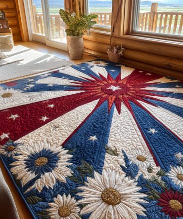 Freedom Harmony Americana Area Rug — Elegant Flag & Eagle Motif, Low-Pile Durable Rug With Non-Slip Backing For Living Room & Office