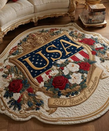 Freedom Map Custom-Shaped Rug — Usa Flag Map Floor Accent, Durable Non-Slip Custom Shape Rug For Patriotic Home, Entryway, Office Display