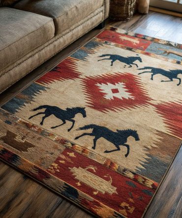 Freedom Trail Runner & Area Rug — Rustic Trail-Inspired Pattern, Durable Indoor Rug For Hallway, Living Room & Cabin