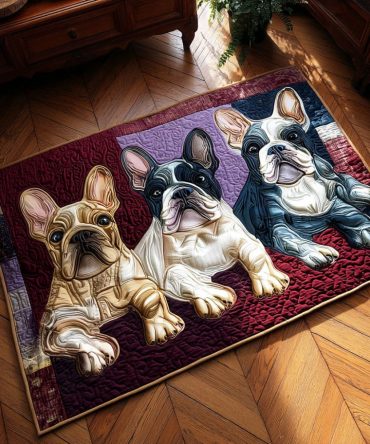 Frenchie Love Pet-Themed Area Rug — Cute French Bulldog Print Rug, Soft Low-Pile Accent Rug For Living Room & Nursery