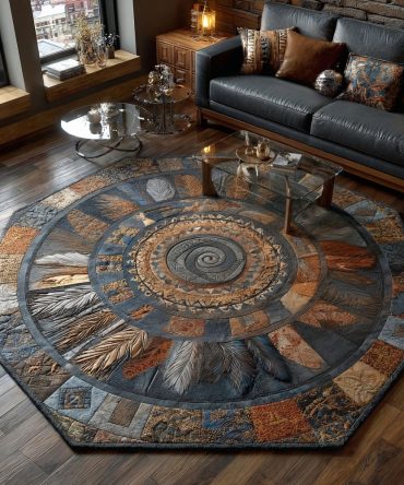 Frontier Hearthstone Custom Shape Rug — Unique Hearth-Shaped Accent Rug, Rustic Indoor Mat For Cabin, Entry & Living Spaces