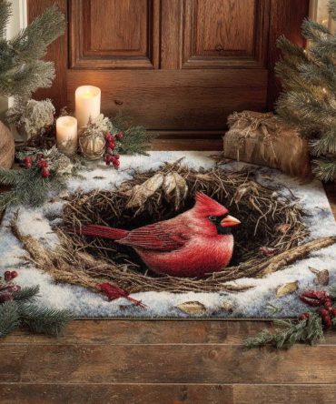 Frost Nest Winter Doormat — Elegant Snowflake & Wreath Welcome Mat For Front Door, Weather-Resistant Indoor/Outdoor Rug With Non-Slip Backing