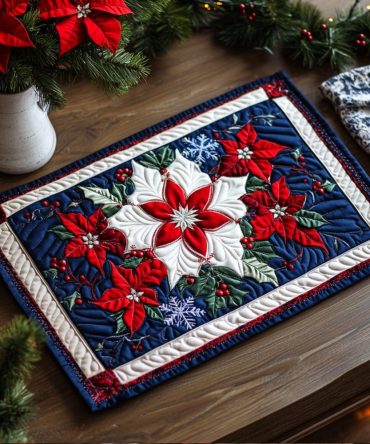 Frosted Elegance Quilted Placemat — Winter White Table Decor, Luxury Stitching & Insulated Texture, Holiday Dining Mat for Stylish Tables