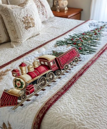 Frosted Journey Quilted Bed Runner — Winter White Decorative Throw For Queen & King Beds, Reversible Cozy Accent For Seasonal Decor