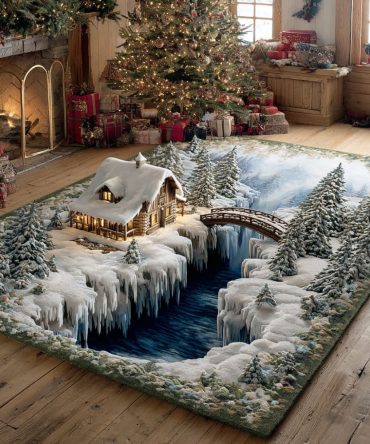 Frostwood Forest Haven Nature Rug — Earthy Winter Forest Area Rug With Plush Texture, Durable & Stain-Resistant, Ideal For Cabins, Living Rooms & Studies
