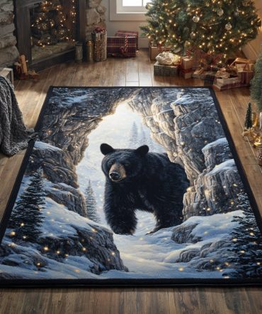 Arctic Bear Sanctuary Area Rug — Plush Polar Wildlife Rug, Soft Low-Pile, Durable Accent For Nursery & Living Room Decor