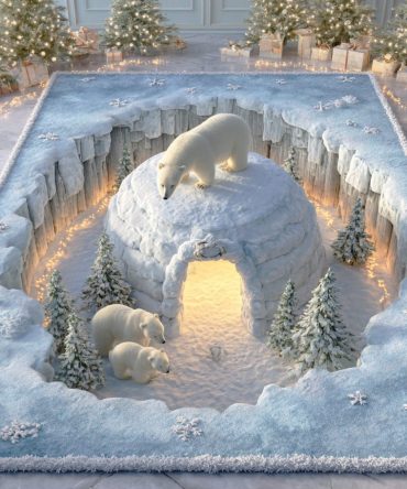 Frozen Paws Kids Area Rug — Playful Polar Paw Print Rug, Soft Durable Low-Pile For Nursery, Playroom & Bedroom