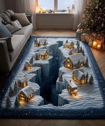 Frozen Walk Indoor Area Rug — Nordic Ice Walkway Rug, Low-Pile Durable Accent For Hallway, Bedroom & Living Space