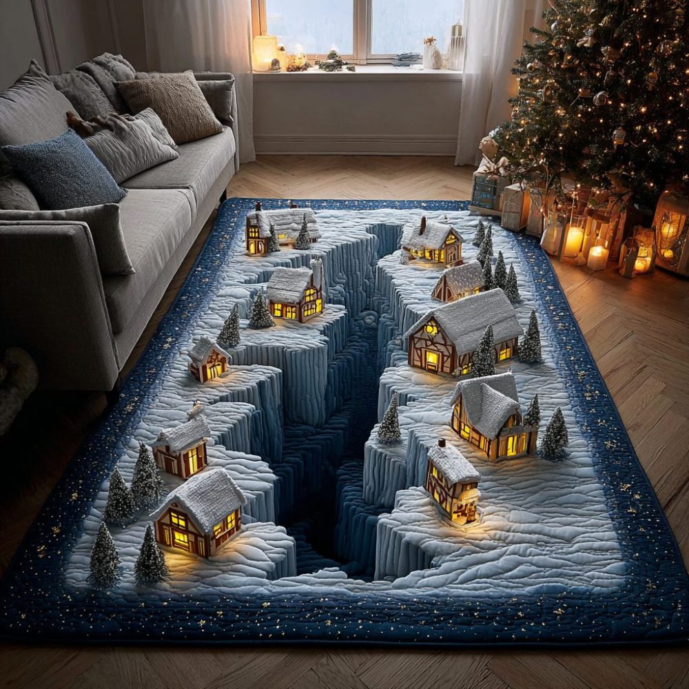 Frozen Walk Indoor Area Rug — Nordic Ice Walkway Rug, Low-Pile Durable Accent For Hallway, Bedroom & Living Space