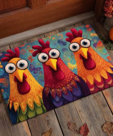 Vibrant Bird Flock Welcome Mat — Heavy-Duty Outdoor/Indoor Doormat, Weatherproof Non-Slip Surface, Fun Farmhouse Entry Accent
