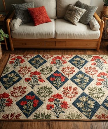 Garden Bliss Floral Area Rug — Soft Botanical Accent Rug, Durable Low-Pile For Living Room, Bedroom & Patio Indoor Spaces