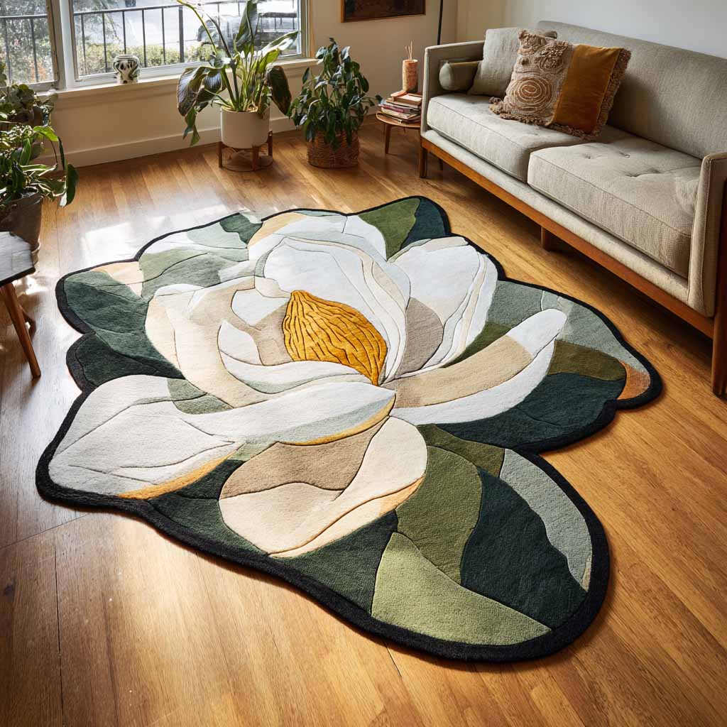 Garden Glow Custom-Shape Floral Rug — Unique Contour Garden Accent, Durable Low-Pile Statement For Kids & Living Areas