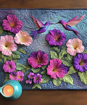 Garden Harmony Quilted Placemat — Serene Floral & Leaf Table Mat, Cushioned Cotton-Blend Quilting, Colorfast & Machine-Washable for Daily Use