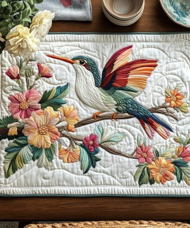 Garden Hover Quilted Placemat — Botanical Butterfly Table Mat, Durable Quilting, Machine-Washable & Stylish Dining Accent