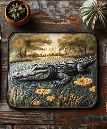 Gator Swamp Quilted Table Mat — Durable Cotton Placemat with Swamp-Inspired Design for Themed Dining, Cabin & Outdoor Settings