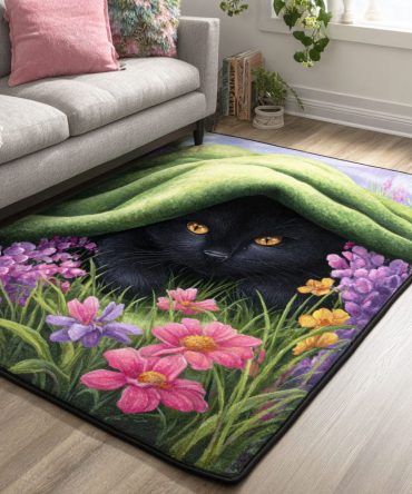 Cozy Gentle Cat Decorative Rug — Soft Feline-Themed Area Rug For Bedrooms, Kids’ Rooms & Living Spaces, Easy-Care Floor Accent
