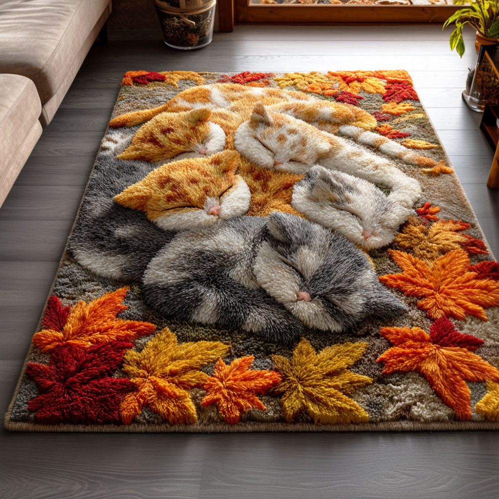 Gentle Cat Dreams Area Rug — Whimsical Feline Accent Rug For Nursery, Bedroom & Playroom, Soft Low-Pile Design
