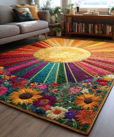 Gentle Circle Geometric Area Rug — Modern Minimalist Round Pattern Rug For Living Room, Bedroom & Office, Low-Profile Comfort