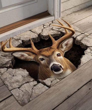 Gentle Deer Gaze Welcome Mat — Rustic Woodland Doormat With Serene Deer Illustration, Durable Indoor/Outdoor Mat With Non-Slip Backing