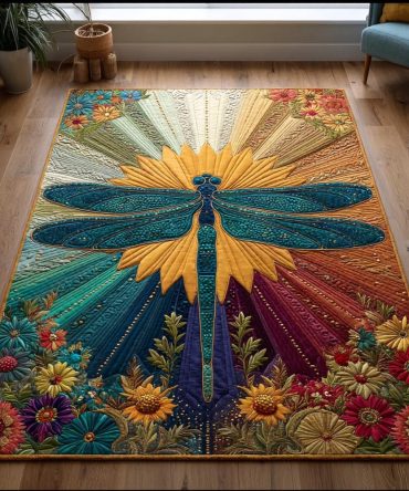 Gentle Dragonfly Area Rug — Nature-Inspired Dragonfly Accent Rug For Living Room, Patio & Bedroom, Durable Low-Pile Design