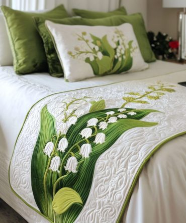 Gentle Garden Muse Quilted Bed Runner — Soft Floral Decorative Bed Scarf For Cozy Bedrooms, Lightweight & Machine-Washable