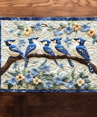 Gentle Jay Spirit Quilted Placemat — Premium Washable Dining Pad with Subtle Blue Jay Design, Protective & Decorative Table Accent