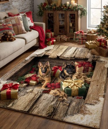 German Shepherd Portrait Area Rug — Realistic Dog Art Accent Rug, Soft Low-Pile, Pet Lover Gift For Entryway, Living Room & Bedroom