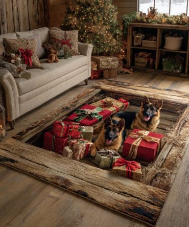 German Shepherd Guardians Decor Rug — Majestic Canine Accent Rug, Durable Low-Pile Design For Home Entry, Living Room & Pet Areas
