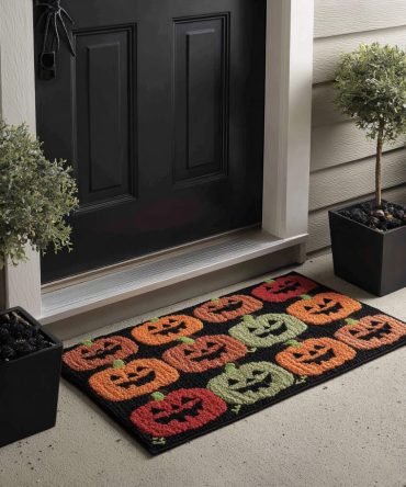 Ghostly Grounds Halloween Front Door Mat – Premium Coir Welcome Rug For Porch, Spooky Ghost Decor, Outdoor/Indoor Non-Slip Entrance Mat