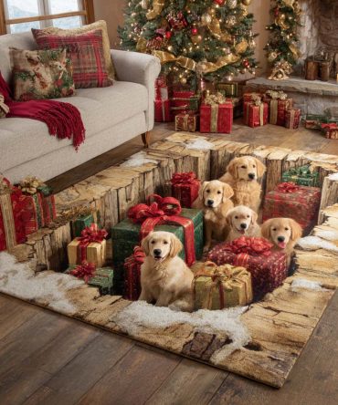 Golden Retriever Holiday Rug — Heartwarming Christmas Dog Area Mat, Soft Non-Slip Accent For Pet-Friendly Living Rooms & Gifts