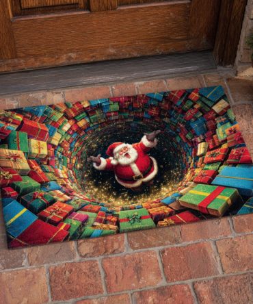 Holiday Santa Welcome Doormat - Durable Coir Christmas Front Door Mat For Indoor/Outdoor Use, Non-Slip Backing, Easy Clean