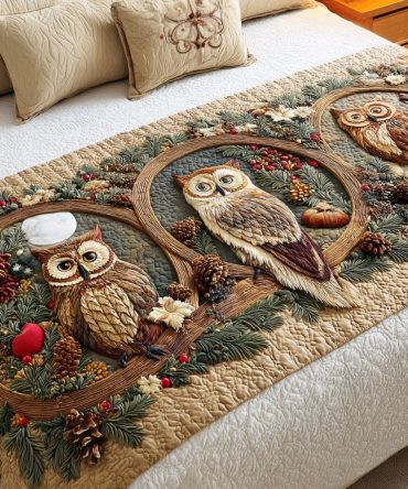 Inspirational Quilted Bed Runner — 'Gift Of Wisdom' Themed Decorative Scarf For Thoughtful Bedroom Styling, Easy Care