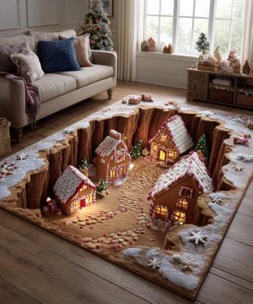 Gingerbread Valley Accent Rug — Soft Low-Pile Decorative Area Rug For Living Room & Bedroom, Durable, Warm Earth Tones