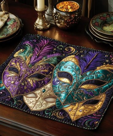 Sparkle & Shine Quilted Dining Placemat — Festive Metallic Accent, Padded Heat-Resistant Mat for Holidays and Special Occasions