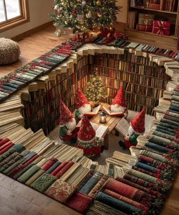 Gnome Reads Storybook Area Rug — Cozy Kids' Rug With Whimsical Design, Soft Low-Pile For Nurseries, Bedrooms & Playrooms