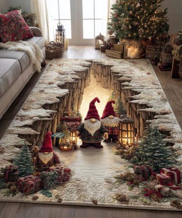 Gnome Snowdream Den Area Rug — Cozy Winter-Themed Accent Rug, Soft Low-Pile For Living Rooms, Bedrooms & Seasonal Décor