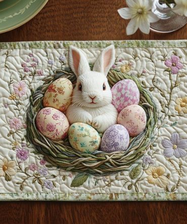 Golden Basket Quilted Placemat — Woven Motif In Warm Gold Tones, Cotton Blend Table Mat, Machine-Washable, Elegant Holiday & Everyday Accent