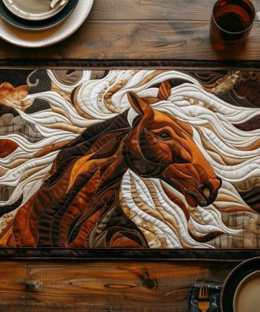 Golden Horse Elegant Quilted Table Placemat - Equestrian Metallic Accents, Premium Cotton-Blend, Heat & Scratch Resistant Dining Mat