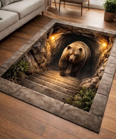 Golden Bear Classic Area Rug — Elegant Low-Pile Accent Rug With Warm Metallic Tones, Durable & Easy-Care For Home Interiors