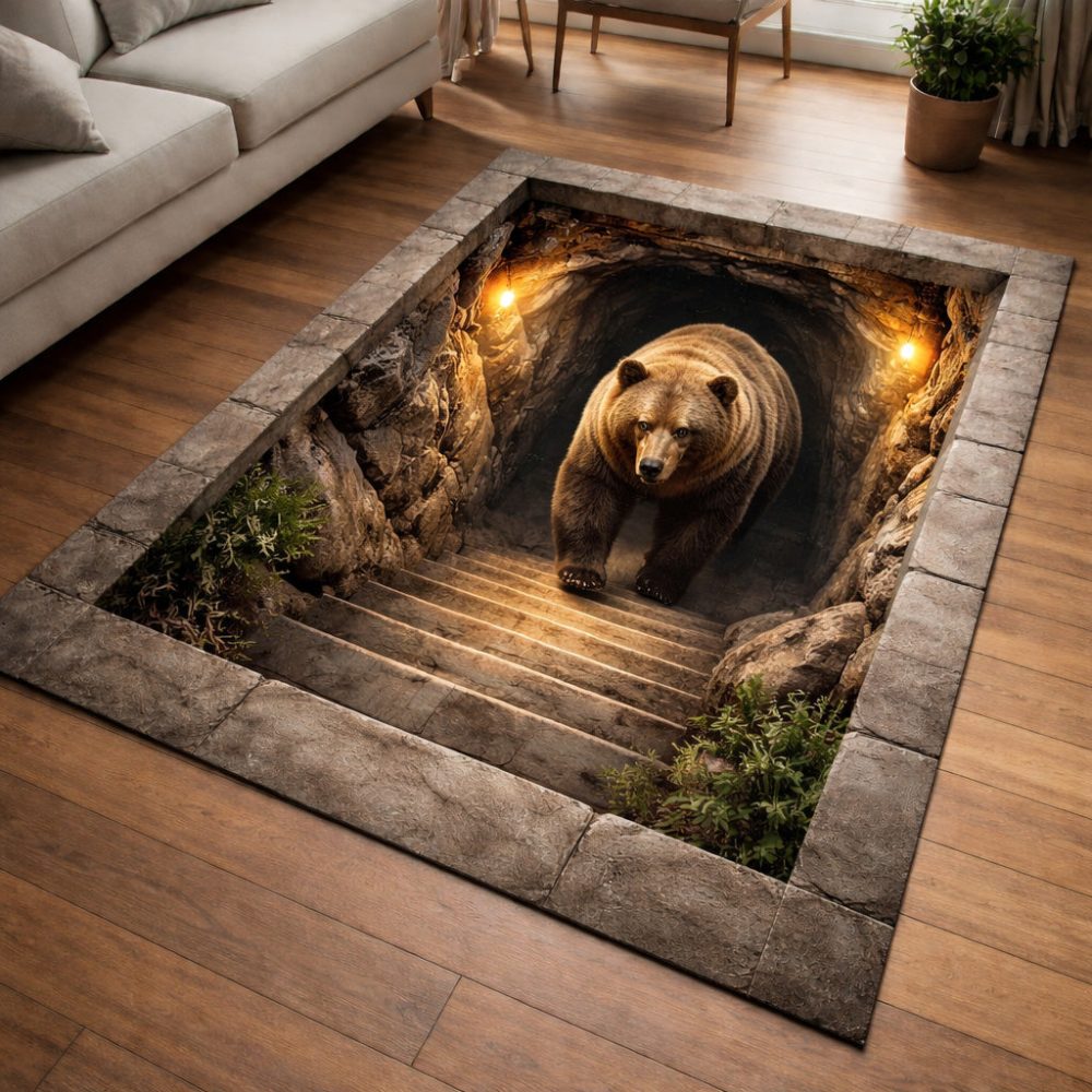 Golden Bear Classic Area Rug — Elegant Low-Pile Accent Rug With Warm Metallic Tones, Durable & Easy-Care For Home Interiors