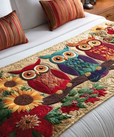 Golden Bloom Gaze Luxe Quilted Bed Scarf — Gold Floral Decorative Bed Runner For Elegant Bedrooms & Glamorous Home Décor Accent