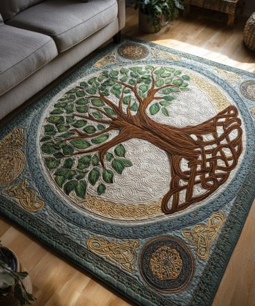 Botanical Gold Branches Accent Rug — Luxurious Soft-Pile Living Room Rug With Modern Floral Motif, Durable & Low-Maintenance