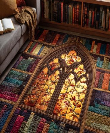 Golden Chapter Narrative Rug — Elegant Storybook-Inspired Area Rug For Living Room & Study, Soft Texture, Vintage-Modern Blend