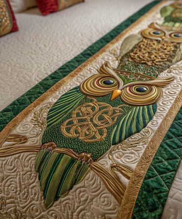 Golden Crest Quilted Bed Runner — Luxurious Metallic-Accented Accent Throw For Queen & King Beds, Elegant Bedroom Upgrade